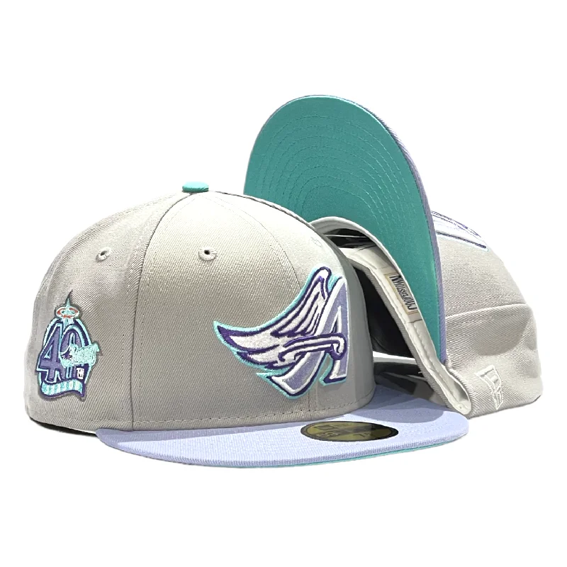 baseball hat star strong -  Anaheim Angels "Pigeon Pack" New Era 59FIFTY Fitted Hat - Grey / Lavender