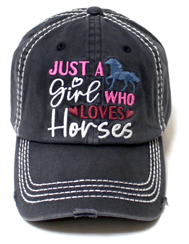 baseball hat pride wild -  Camp Theme Baseball Hat Just a Girl who Loves Horses Monogram Embroidery Cap, Black