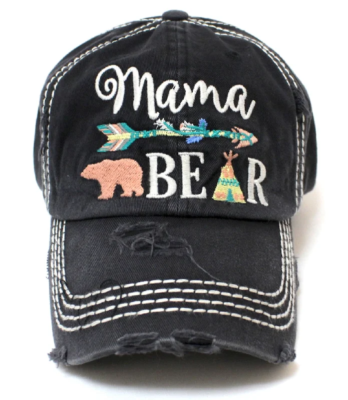 baseball hat crew strong -  CAPS 'N VINTAGE Mama Bear Indian Teepee Themed Distressed Cap