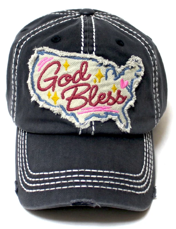 baseball hat bend wild -  CAPS 'N VINTAGE Unisex Adjustable Ballcap GOD Bless America Patch Embroidery Hat, Black