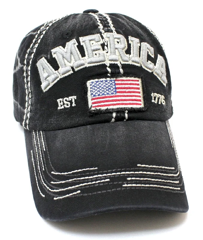 baseball hat charm free -  CAPS 'N VINTAGE Vintage America EST. 1776 Flag Embroidery Baseball Hat