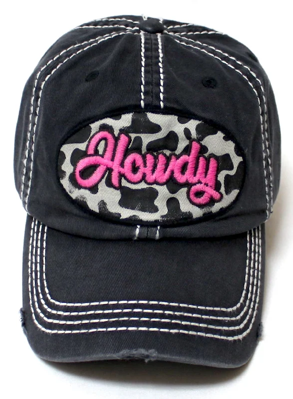 baseball hat pull wild -  CAPS 'N VINTAGE Womens Adjustable Ballcap Howdy Western Cow Print Patch Embroidery Hat, Black