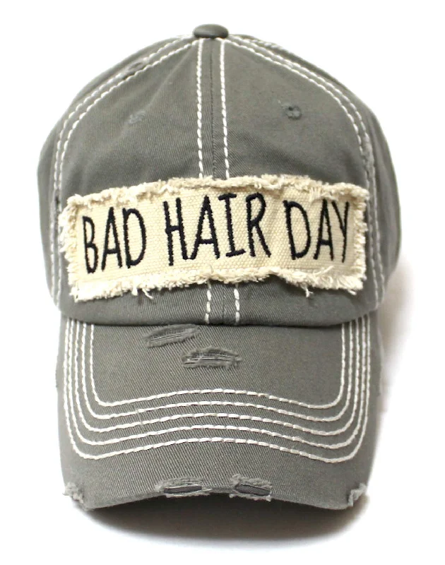 baseball hat path deep -  CAPS 'N VINTAGE Women's Ballcap Bad Hair Day Patch Embroidery Baseball Hat, Moss Grey