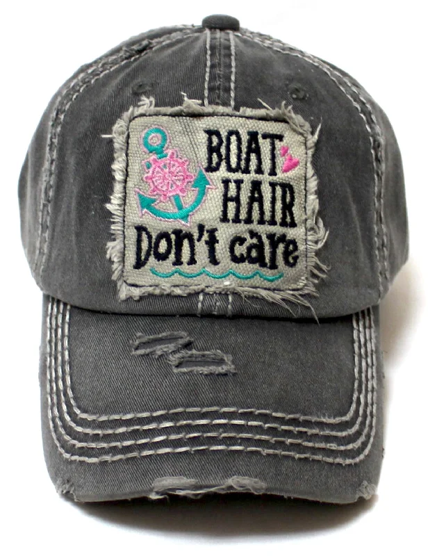 baseball hat move strong -  CAPS 'N VINTAGE Women's Ballcap Boat Hair Don't Care Patch Embroidery Hat