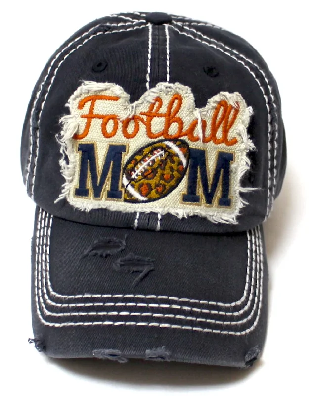 baseball hat look free -  CAPS 'N VINTAGE Women's Ballcap Leopard Print Football MOM Patch Embroidery Monogram Hat, Black