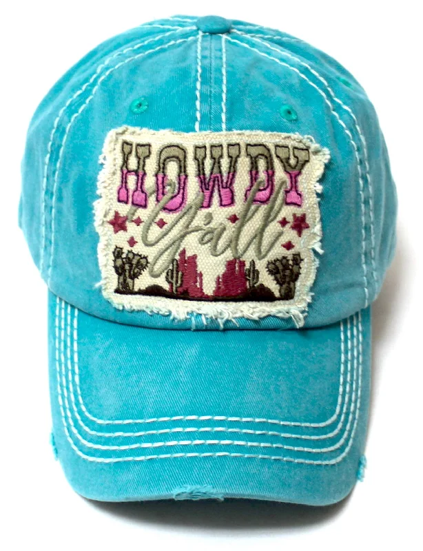 baseball hat beat free -  CAPS 'N VINTAGE Women's Distressed Baseball Cap Howdy Y'all Patch Embroidery Monogram Hat