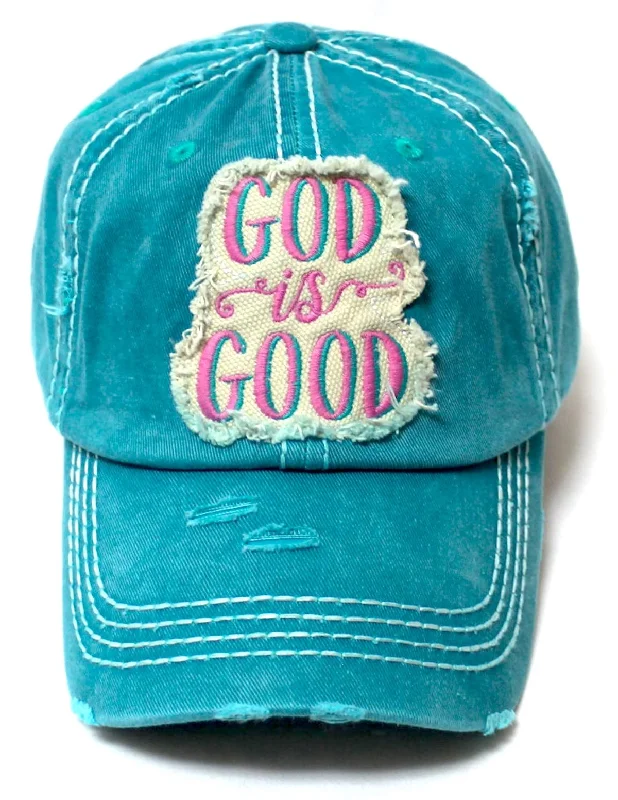 baseball hat shine strong -  CAPS 'N VINTAGE Women's GOD is Good Patch Embroidery Monogram Hat