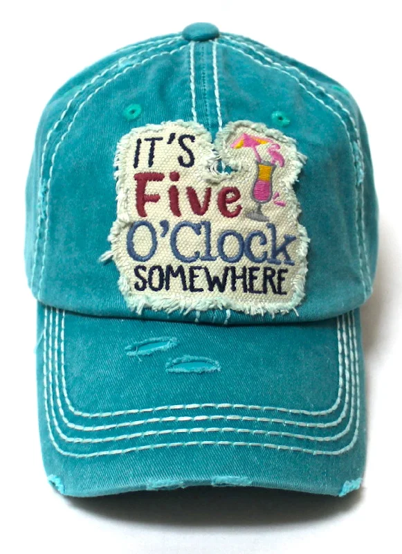 baseball hat love high -  CAPS 'N VINTAGE Women's It's Five O'Clock Somewhere Patch Embroidery Monogram Hat