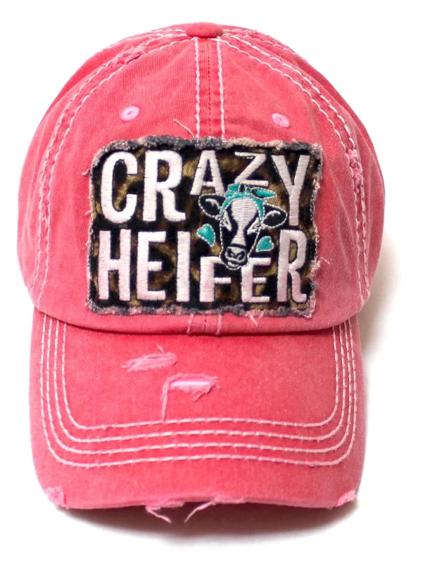 baseball hat groove free -  CAPS 'N VINTAGE Women's Leopard Crazy Heifer Patch Embroidery Monogram Hat