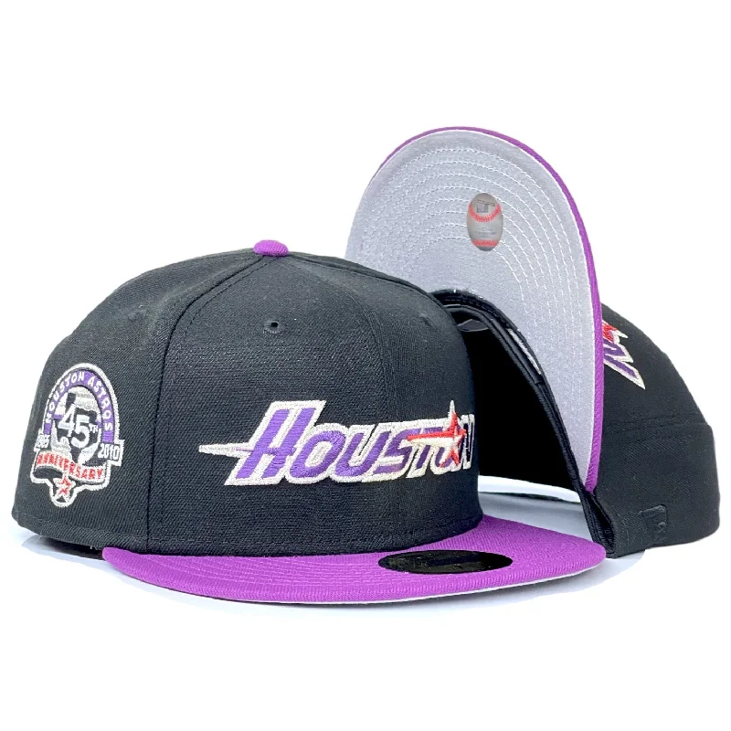 baseball hat taste high -  Houston Astros 45th Anniversary New Era 59Fifty Fitted Hat - BLACK / SPARKING GRAPE