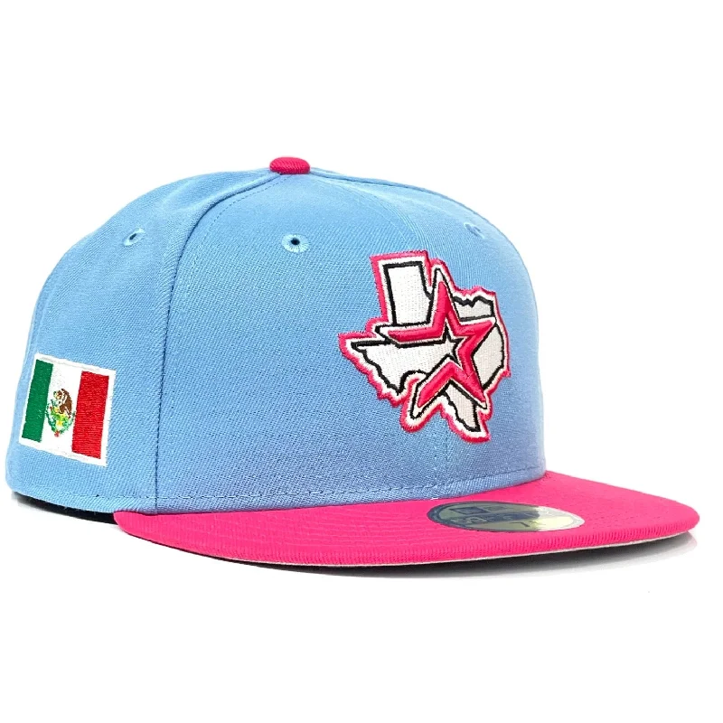 baseball hat charm strong -  Houston Astros New Era 59Fifty Fitted Hat - Sky Blue / Bright Rose