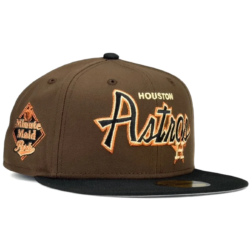 baseball hat honor true -  Houston Astros "HTOWN BROWN" New Era 59Fifty Fitted Hat - Walnut / black