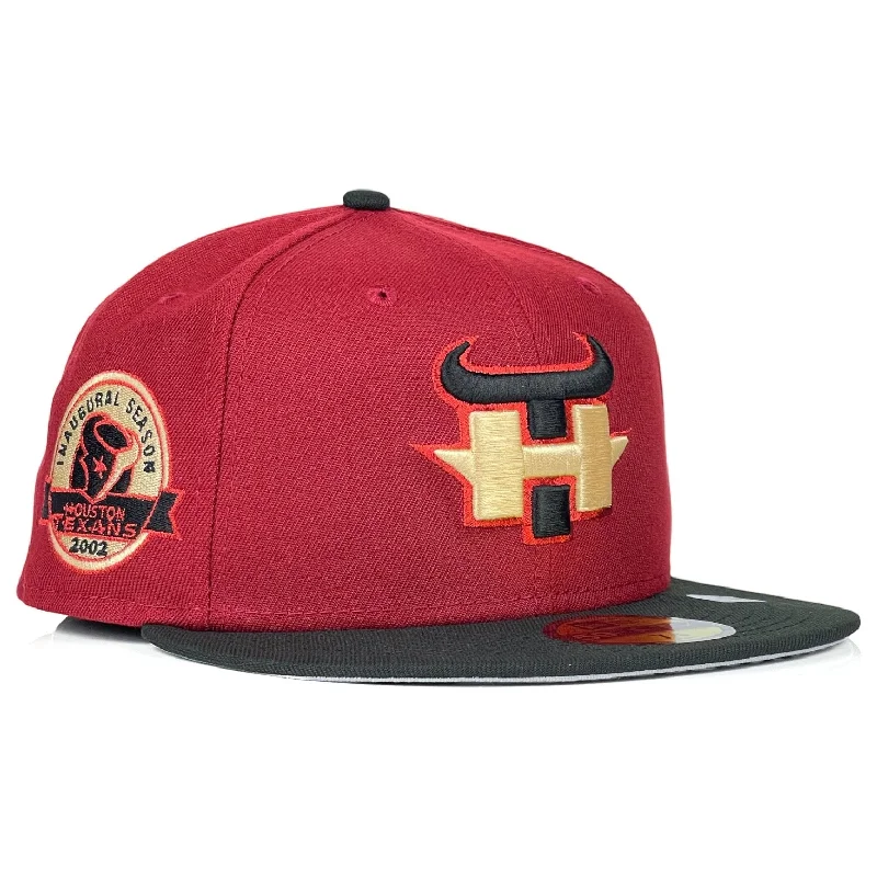 baseball hat style bold -  Houston Texans Inaugural Season Side Patch New Era 59Fifty Fitted Hat - H Red / Black