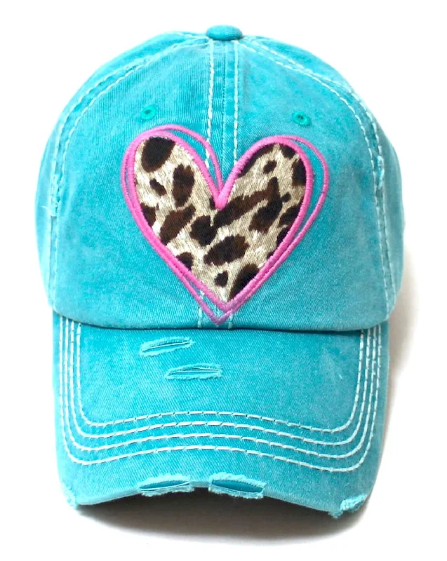 baseball hat be true -  Ladies Love Pink Heart Leopard Workout Baseball Cap