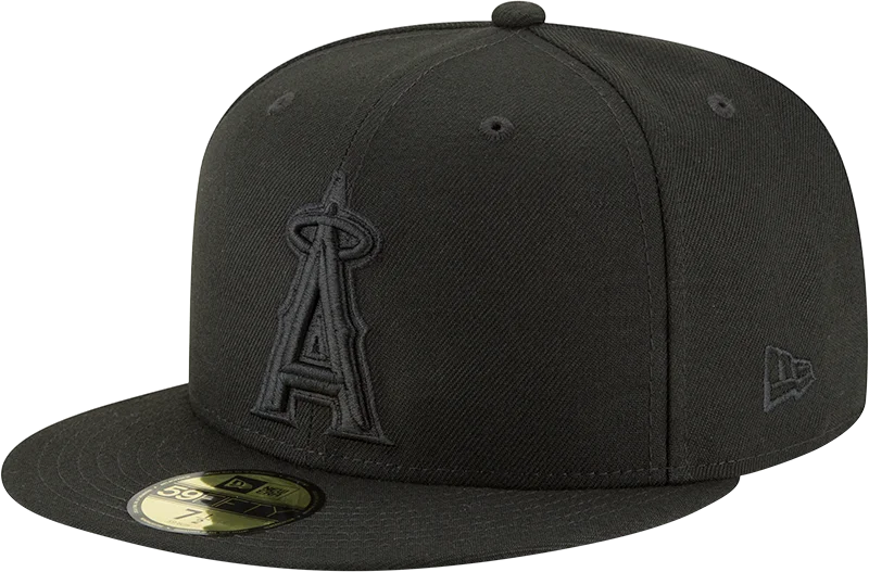 baseball hat swing bold -  Los Angeles Angels Black on Black New Era 59Fifty Fitted Hat