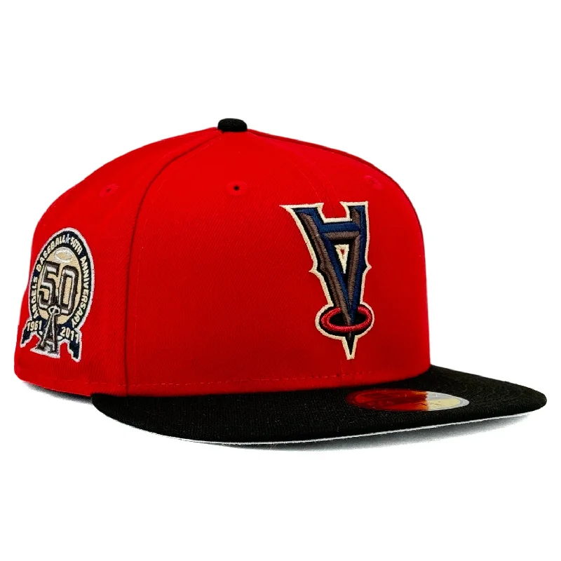 baseball hat me strong -  Los Angeles Angels “Raggedy Anngels” New Era 59Fifty Fitted Hat - Red / Black