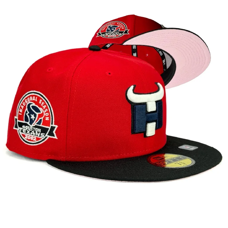 baseball hat curve strong -  Houston Texans “Pinktober” New Era 59Fifty Fitted Hat - Red / Black