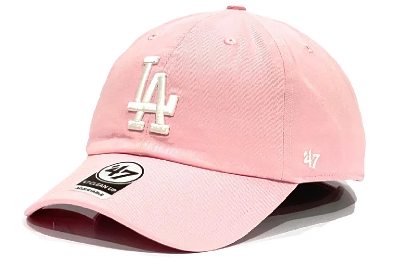 baseball hat way bold -  Los Angeles Dodgers 47 Brand Clean Up Cap - Petal Pink