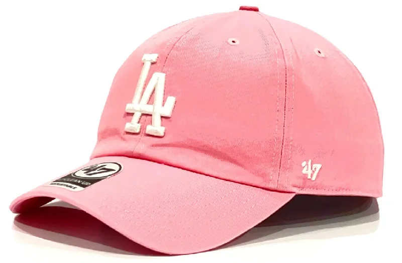 baseball hat step high -  Los Angeles Dodgers 47 Brand Clean Up Cap - Rose Pink