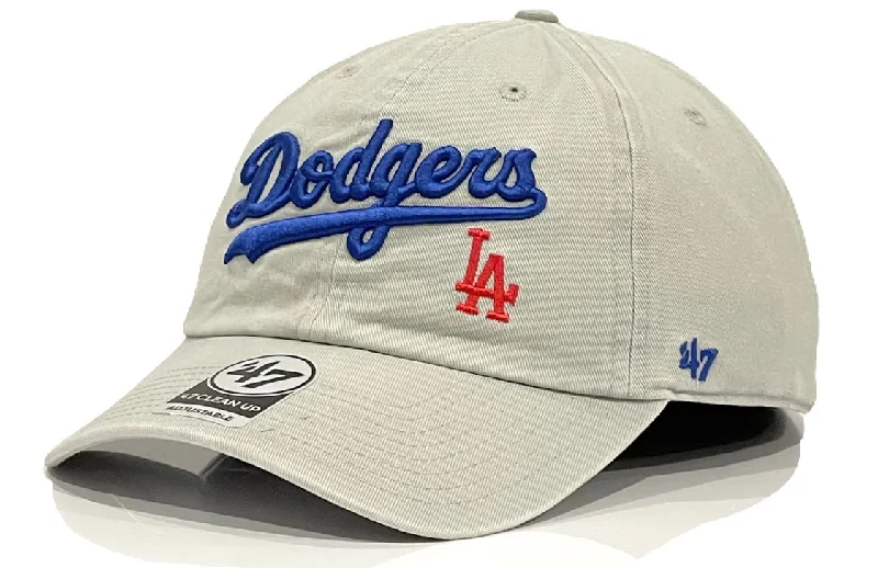 baseball hat you high -  Los Angeles Dodgers Pregame 47 Brand Clean Up Cap - Grey