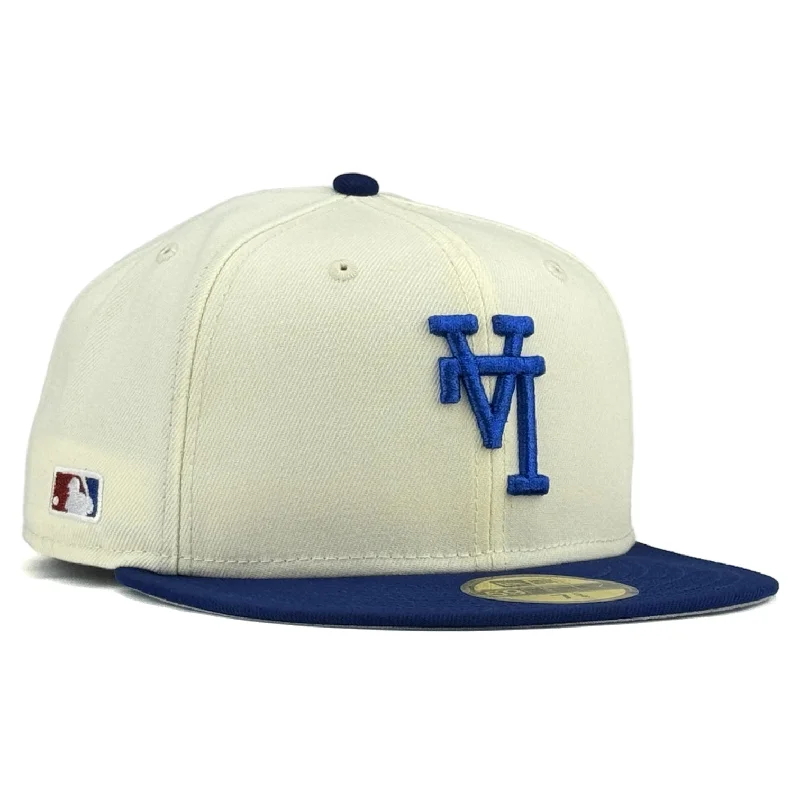 baseball hat flair wild -  Los Angeles Dodgers "Upside Down LA" New Era 59Fifty Fitted Hat - Chrome White / Royal