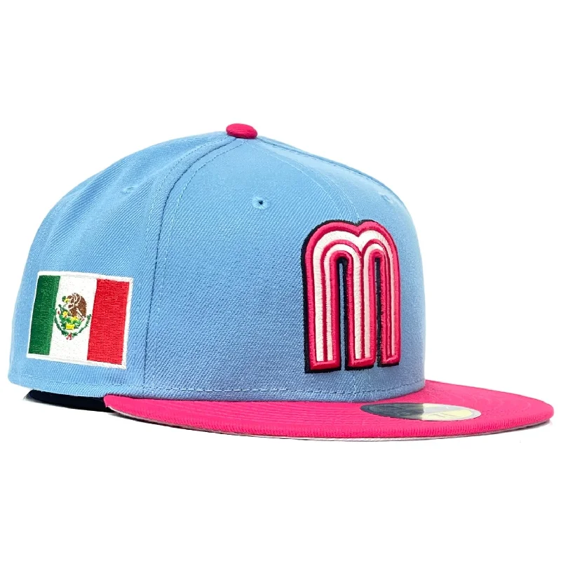 baseball hat see free -  Mexico WBC "Alternate Jersey" New Era 59Fifty Fitted Hat - Sky Blue / Bright Rose