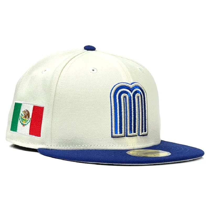 baseball hat shine true -  Mexico WBC New Era 59Fifty Fitted Hat - Chrome White / Royal