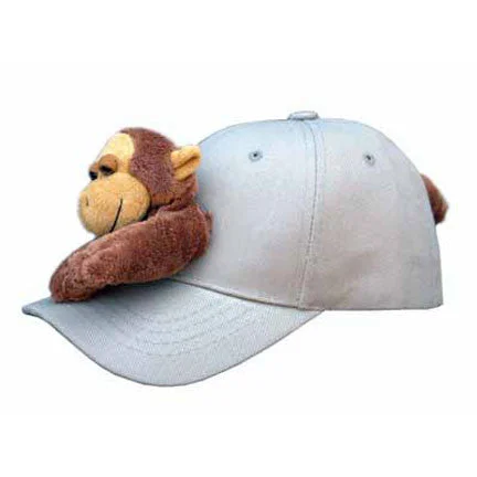 baseball hat push high -  Monkey on Khaki Baseball Cap