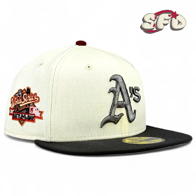 baseball hat push wild -  Oakland Athletics "Day N the Bay 6" (Dayciety Pack) New Era 59Fifty Fitted Hat - Chrome White / Graphite