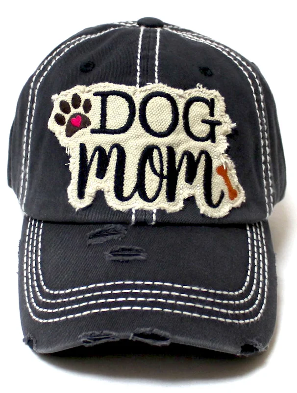 baseball hat thrive high -  Onyx Black Dog Mom Paw Print & Bone Vintage Cap