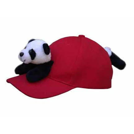 baseball hat ride deep -  Panda on Red Baseball Cap