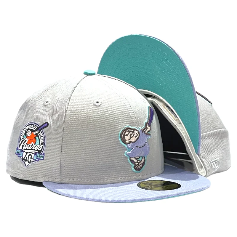 baseball hat ride high -  San Diego Padres "Pigeon Pack" New Era 59FIFTY Fitted Hat - Grey / Lavender