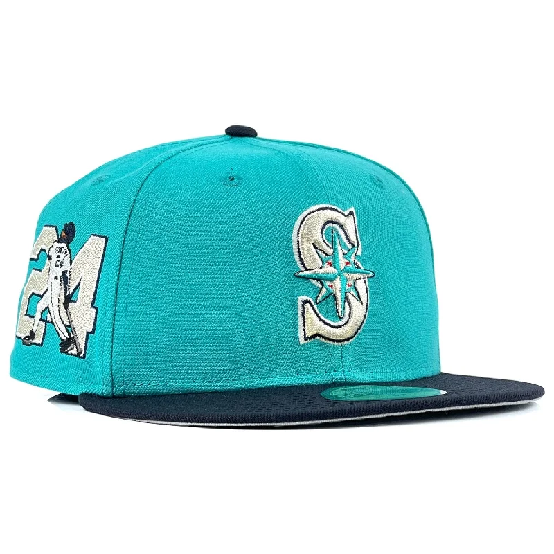 baseball hat you strong -  Seattle Mariners Ken Griffey Jr #24 Side Patch New Era 59Fifty Fitted Hat - Teal/Navy