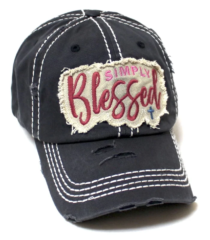 baseball hat win strong -  Unisex Monogram Cap Simply Blessed Cross, Faith Themed Patch Embroidery Distressed Hat