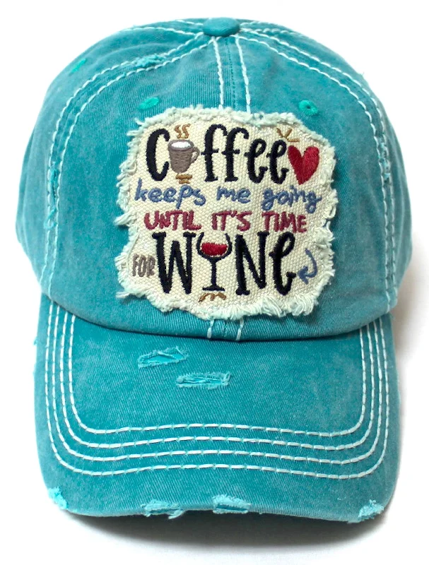 baseball hat pull high -  Women's Ballcap Coffee & Wine Love Patch Embroidery Monogram Hat