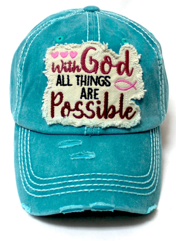 baseball hat soar strong -  Women's Ballcap with God All Things are Possible Patch Embroidery Monogram Hat