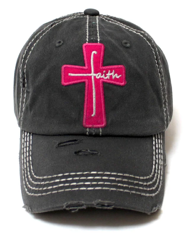 baseball hat glide true -  Women's Baseball Cap Faith Monogram Cross Patch Embroidery Monogram Hat, Charcoal Black