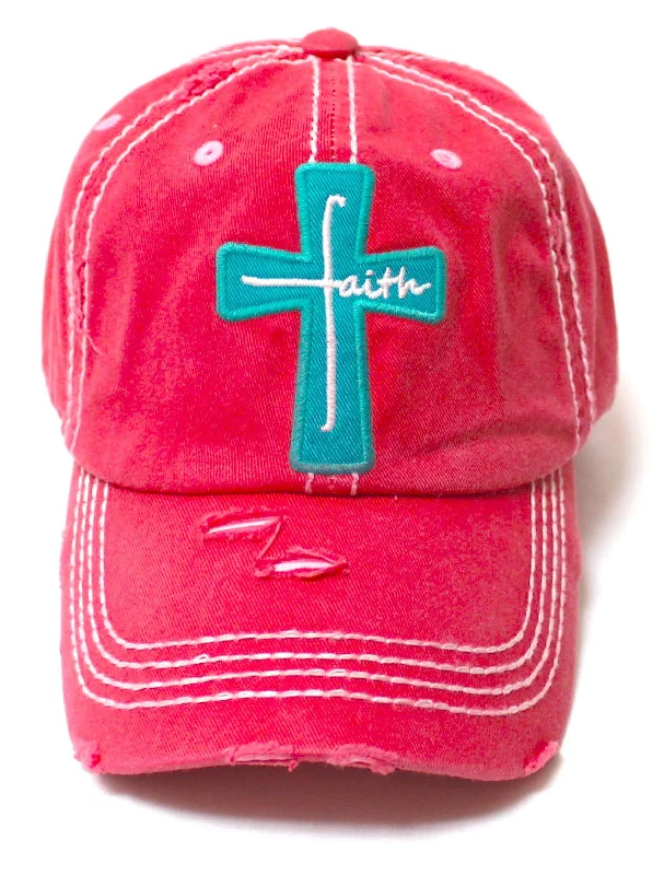 baseball hat sense bold -  Women's Baseball Cap Faith Monogram Cross Patch Embroidery Monogram Hat, Coral Rose