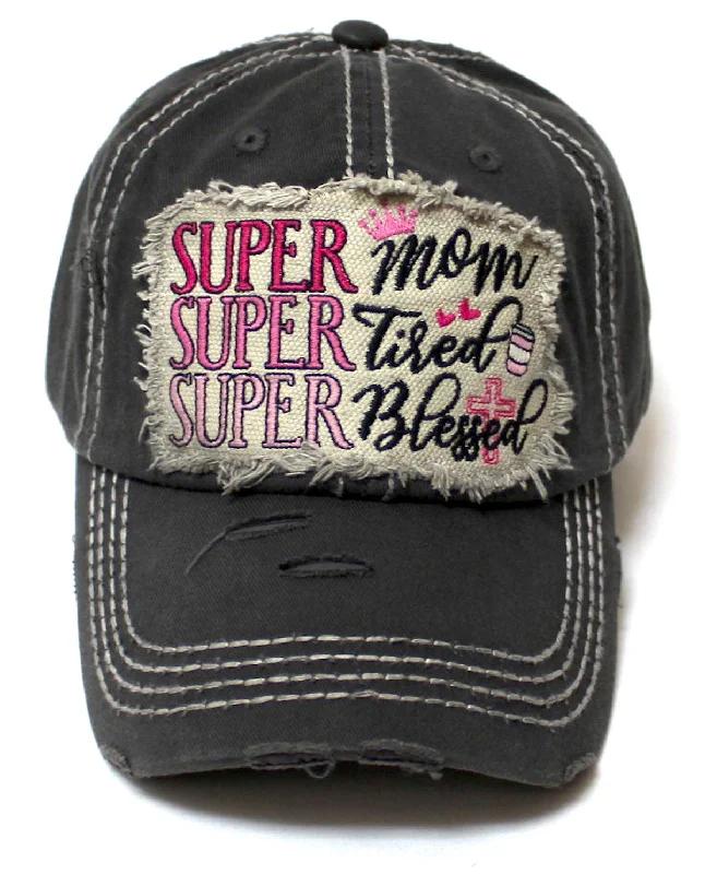 baseball hat climb free -  Women's Baseball Cap Super Mom, Super Tired, Super Blessed Patch Embroidery Hat, Vintage Black