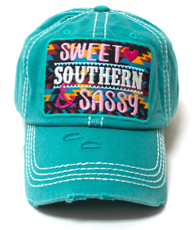 baseball hat clan free -  Women's Baseball Cap Sweet, Southern & Sassy Tribal Aztec Pattern Patch Embroidery Monogram Hat, Pretty Turquoise