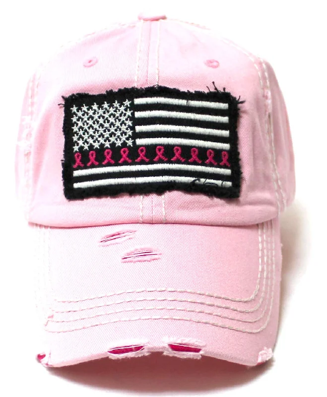 baseball hat everyone bold -  Women's Breast Cancer Awareness Baseball Cap American Flag, Pink Ribbons Patch Embroidery Monogram Hat, Pretty in Pink