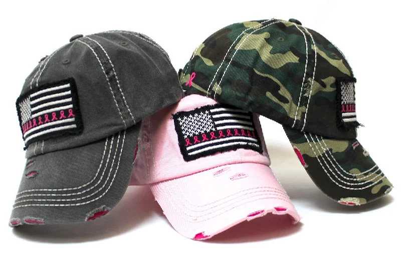 baseball hat squad strong -  Women's Breast Cancer Awareness Baseball Cap American Flag, Pink Ribbons Patch Embroidery Monogram Hat, Vintage Black