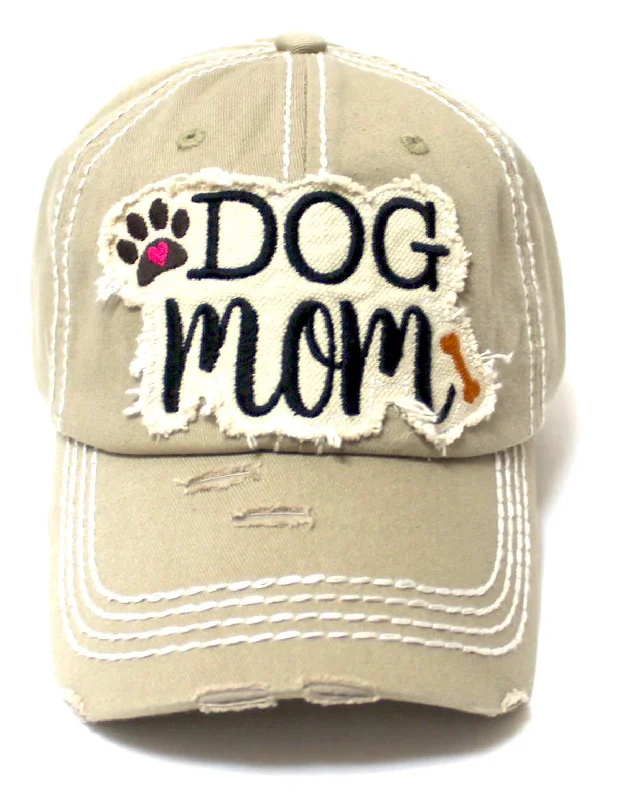 baseball hat smell high -  Women's Distressed Ballcap Dog Mom Puppy Love Patch Embroidery Hat, Army Khaki