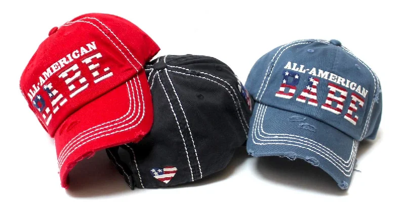 baseball hat glow deep -  Women's Distressed Baseball Cap All-American Babe American Flag, Heart Monogram Embroidery Hat