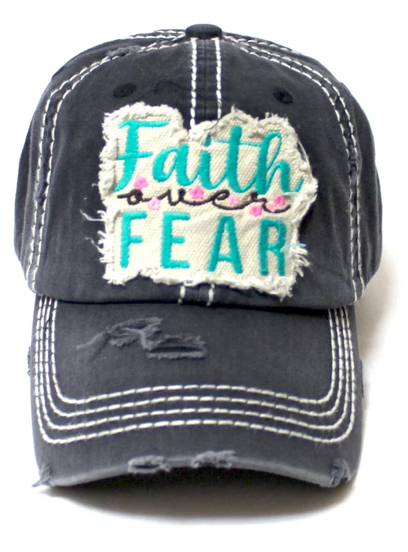 baseball hat team wild -  Women's Faith Over Fear Floral Patch Embroidery Monogram Hat