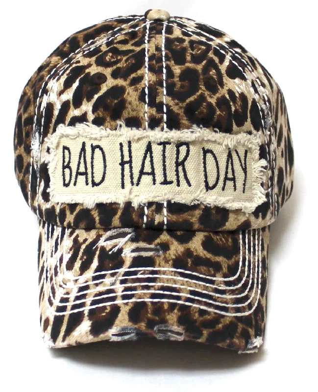 baseball hat sun high -  Women's Hat Bad Hair Day Embroidery Patch on Distressed Cap (Multiple Colors)