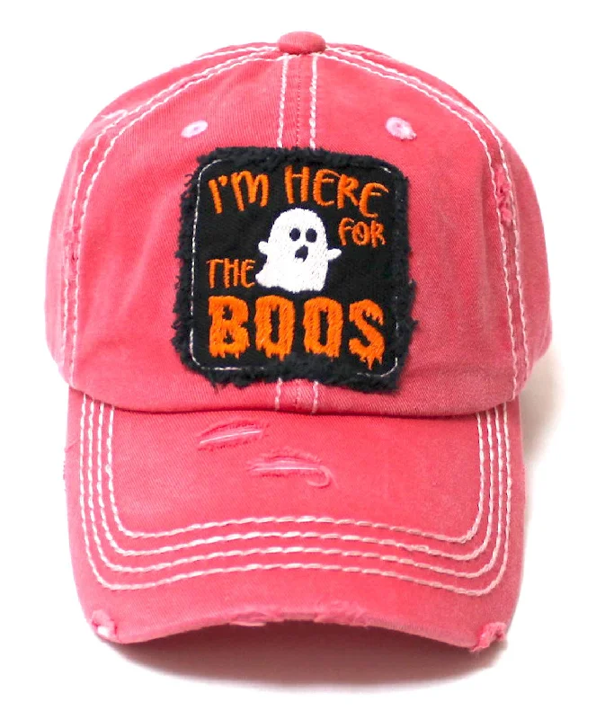 baseball hat ride deep -  Women's Vintage Baseball Cap I'm Here for The Boos Halloween Spirit Patch Embroidery Hat, Pumpkin Rose Pink