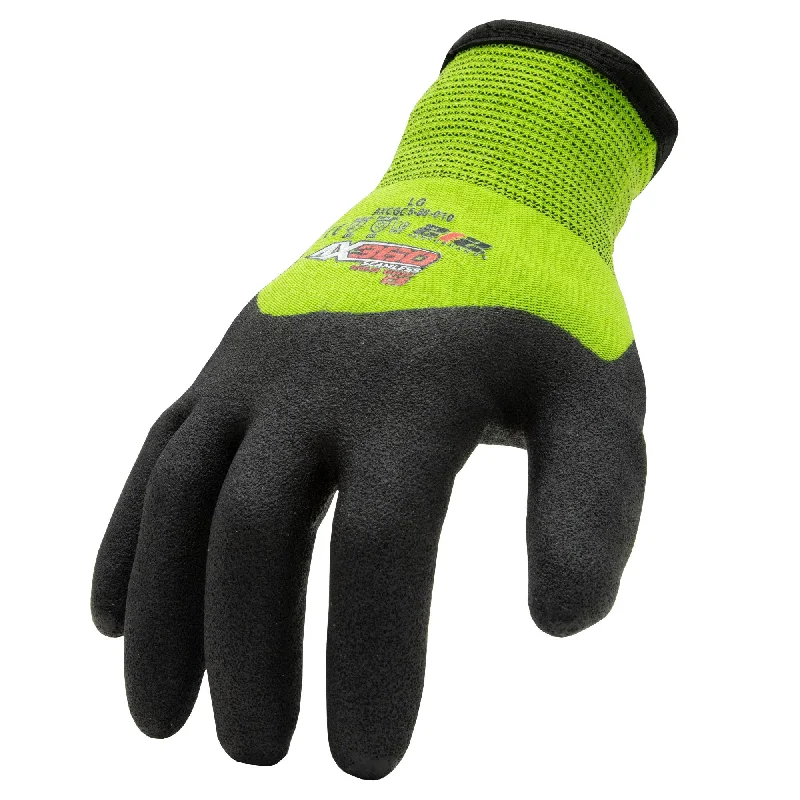 breathable reinforced gloves -  AX360 Seamless Nitrile-dipped Cut Resistant Cold Weather Hi-Viz Gloves in Black and Green (EN Level 5)