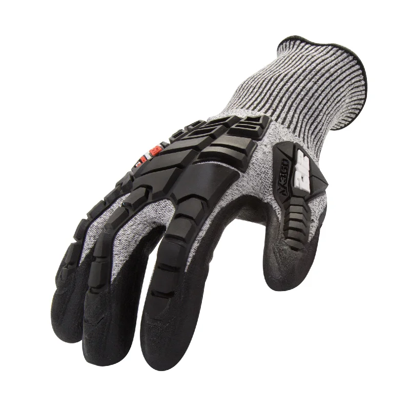 non-slip tech gloves -  AX360 Impact Cut Resistant Gloves in Black and Gray (EN Level 5, ANSI A3)