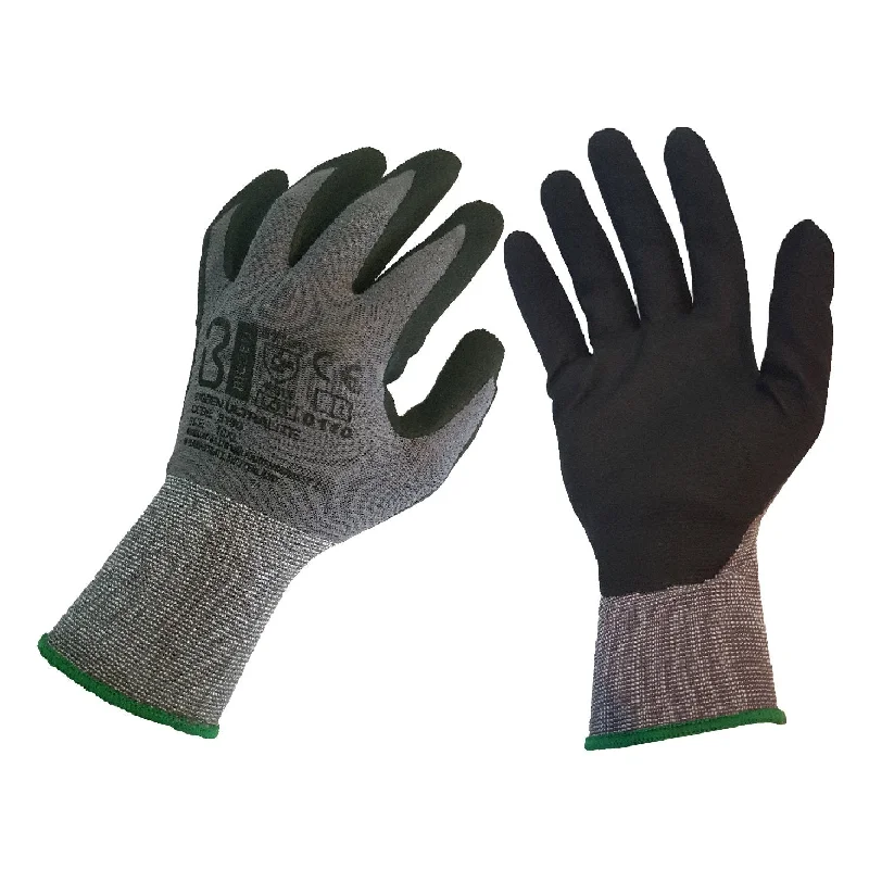 breathable comfortable gloves -  BIGBEN® Black Foam PU Nitrile Ultralite Gloves